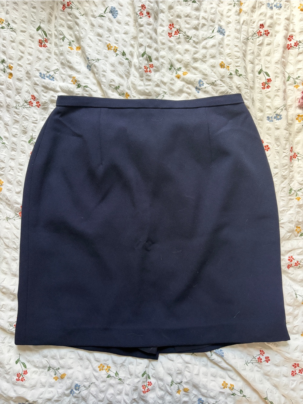 Karen Scott Navy Blue Skirt with Button Waist